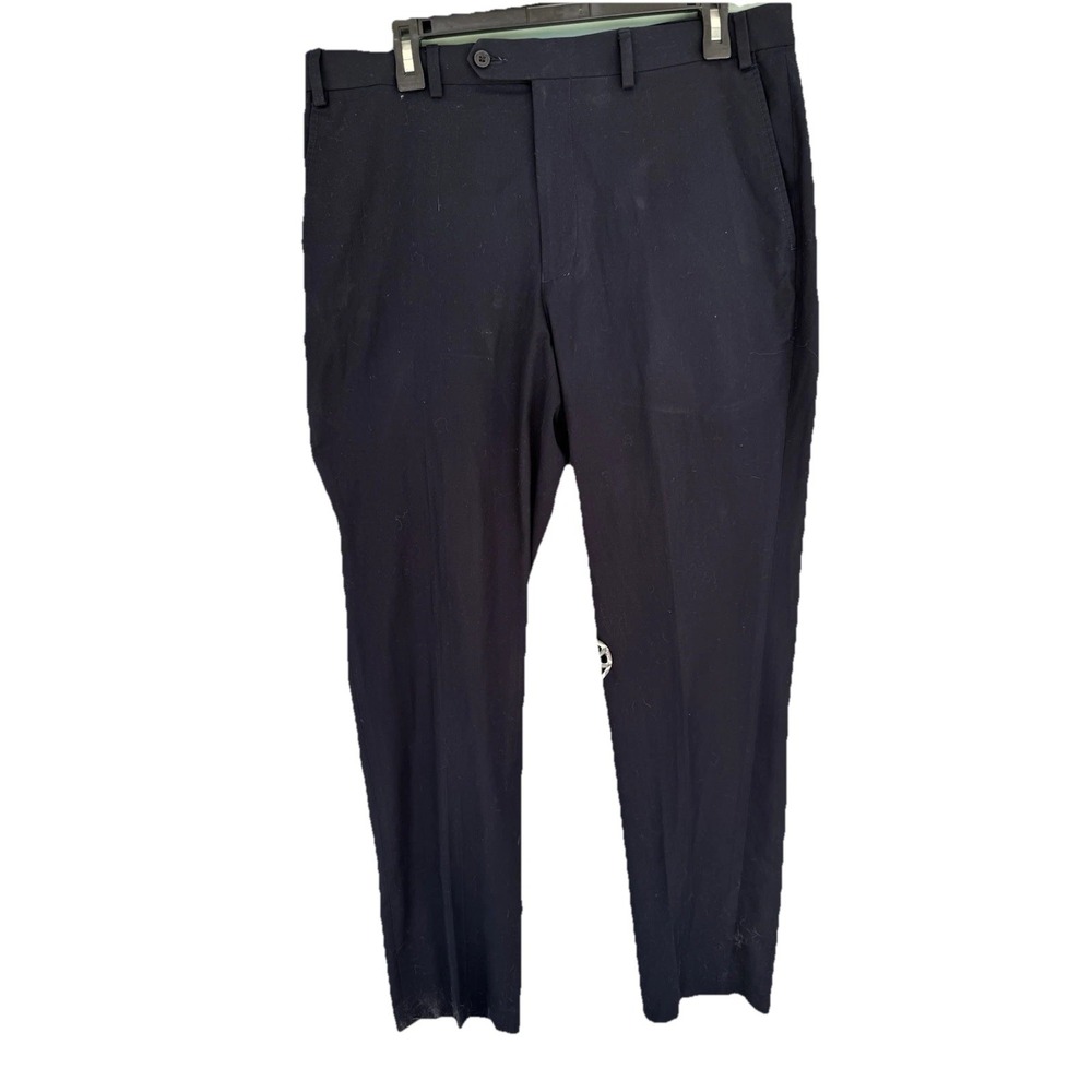 Michael Kors Womens Flat Front Stretch Dress Pants Navy L business minimalist‎